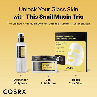 Snail Mucin Repairing Serum 100Ml, Hydrating Serum for Face with Snail Secretion Filtrate for Dull Skin & Fine Lines, Korean Skin Care